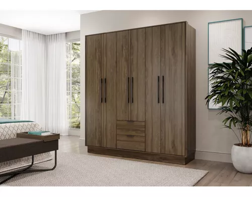 Armario Ropa Closet Cama Habitación Madera Ropero Guardar Estante Marron  Oscuro