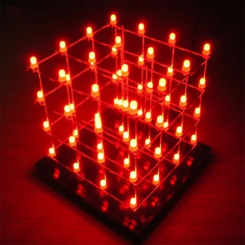 Cubo De Led 4x4x4 Vermelho Para Arduino Kit Completo Diy