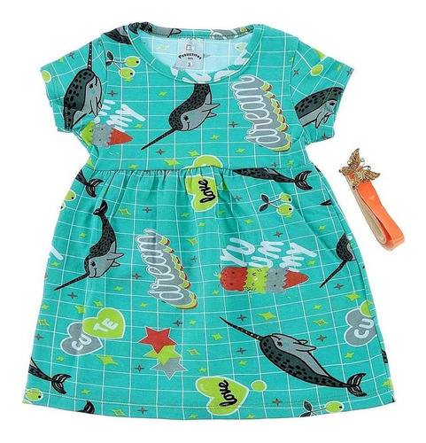 Imagem 4 de 9 de Vestido Infantil Feminino Manga Curta Confortavel Cotton