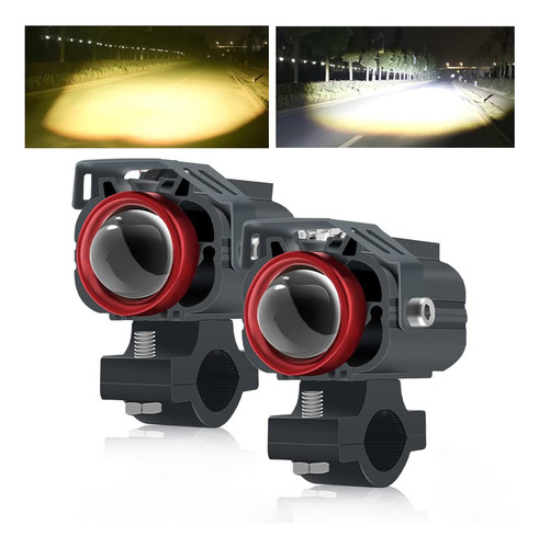 Nacowo 1 Par Motocicleta Led Proyector Doble Color Blanco