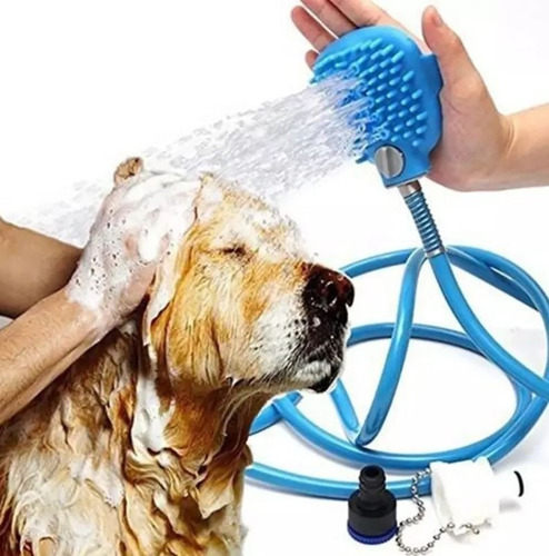 Duchador Perro Manguera Cepillo Masajeador Baño Mascotas Bz3