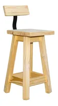 Comprar Banquetas Taburete De Pino 60cm Alto Con Respaldo En Hierro