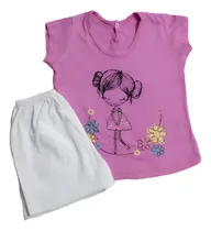 Comprar Remera Manga C  De Algodón E. Y Short Algodón Beba