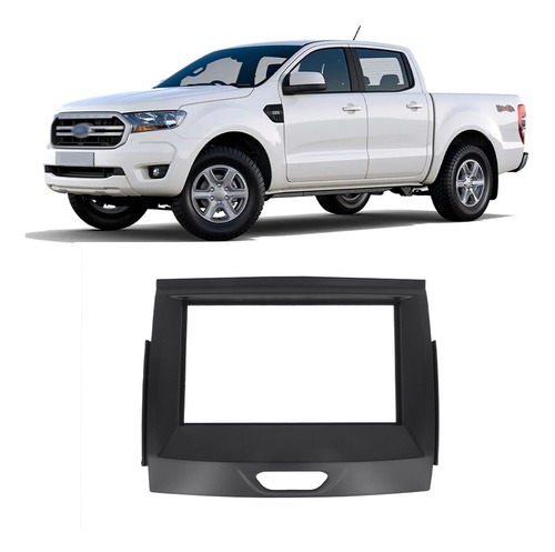 Moldura Painel Ford Ranger 2016 A 2021 Preta 2din Radio