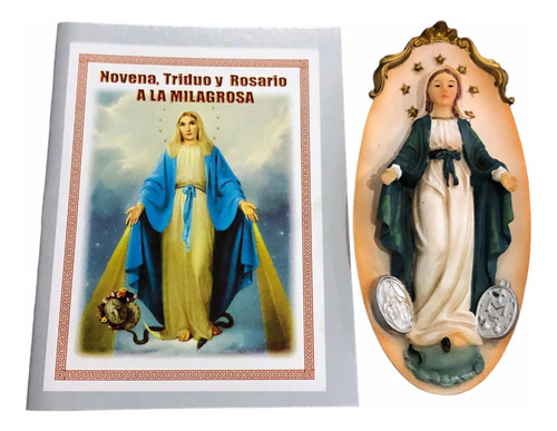 Virgen Milagrosa - Placa En Porcelana 12 Cm + Novena