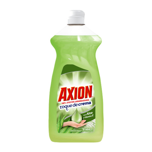 Imagen 1 de 1 de Lavatrastes Axion Aloe y Vitamina E Toque de crema líquido en botella 640 mL