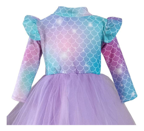 Disfraz Vestido Sirenita Ariel Tutu Bebe Manga Larga Lila 1