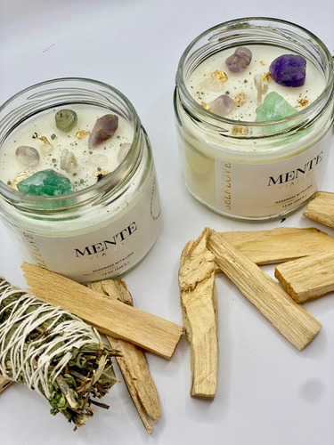 Vela Aromatica Con Intención Y Cuarzos 12oz (felicidad)