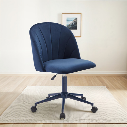 Silla Giratoria Ajustable Azul Marino Con Asiento Acolchado
