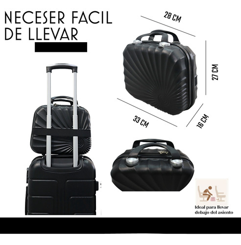 Juego 3 Maletas De Mano Avion 20 Y 18 Pulgadas 15 Y 10 Kgs Negro
