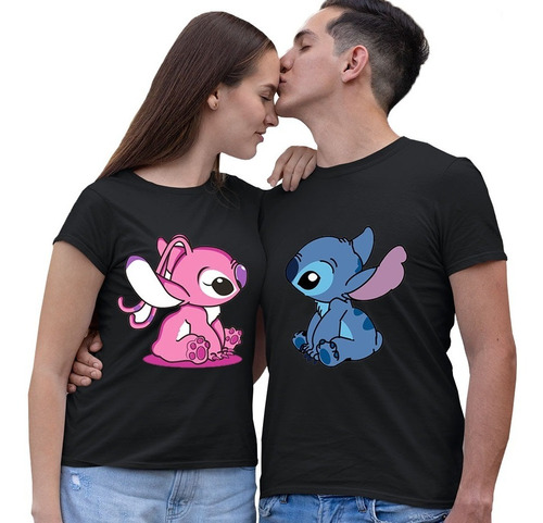 Poleras Con Diseño Pareja - Amor -amistad - Stitch Y Novia