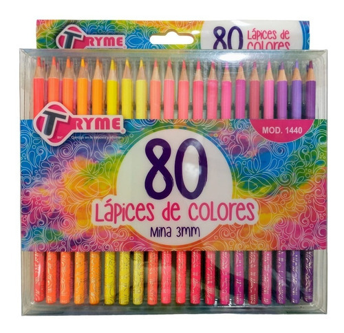 Lapices Escolares Colores Intensos Y Pastel Tryme 80 Piezas