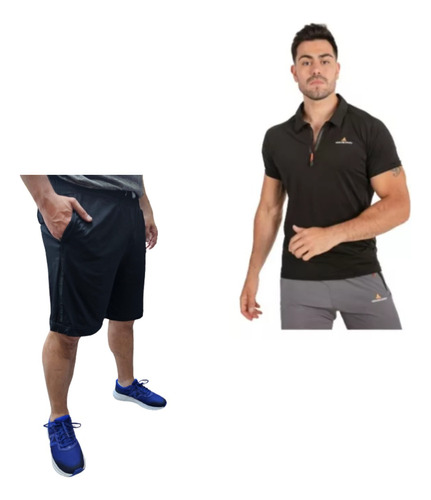 Bermuda De Lycra Hombre Blyb + Chomba Deportiva Chelion Ng