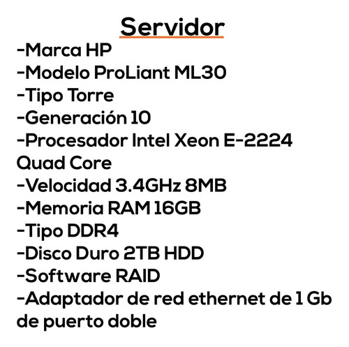 Imagen 4 de 7 de Servidor Hp Proliant Ml30 Gen10 Intel Xeon 16gb 1tb Bagc