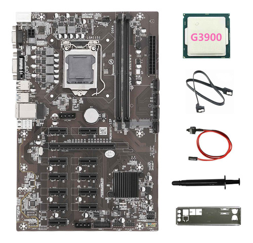 Placa Madre B250b Eth Mining+cpu G3900+deflector+cable De Co