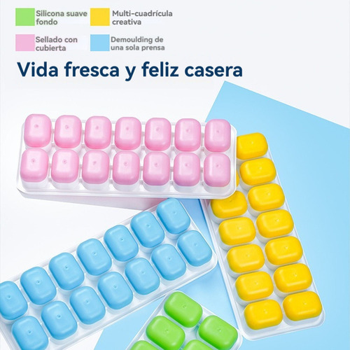 6.014 Moldes De Silicona Para Cubos De Hielo Bandeja Tapa