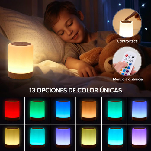 Lámpara De Noche Tactil Recargable, Luces Led Para Cuarto