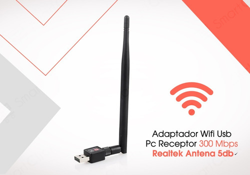 Imagen 2 de 10 de Adaptador Wifi Usb Pc Receptor 300 Mbps Realtek Antena 5db