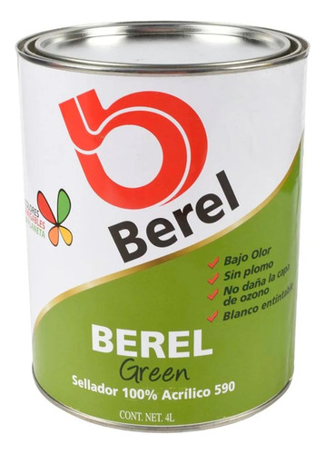 Pintura Acrilica 4l Antibacterial Vinilica Berelex Green