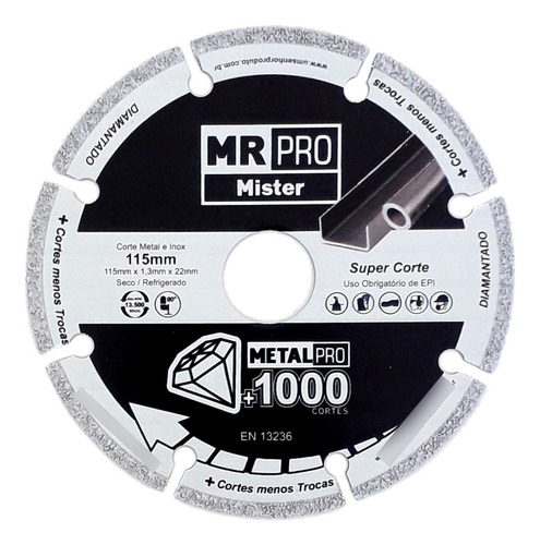 Disco Diamantado Mr Pro 115mm + 1000 Cortes - Mister