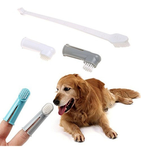 Cepillo Dientes Perros Gatos X 3 Doble Cabezal Dedo Mcentro