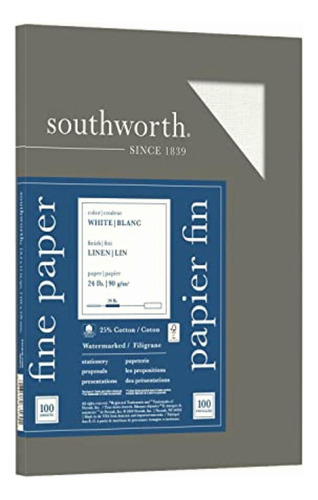 Southworth® Papel De Negocios De Lino De Algodón 25%, 8