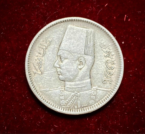 Moneda 2 Piastras Egipto Plata 0.835 1937 Faruq Km 365 (Usado)