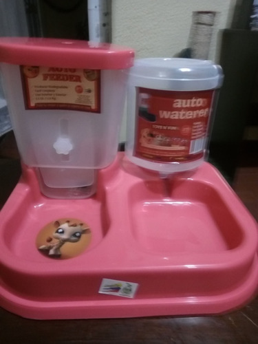 Dispensador Doble Comida Y Agua. Para Mascotas