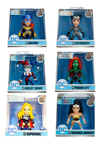 Metal Figs Liga Justicia Dc Super Girl Bat Cat Woman Harley 