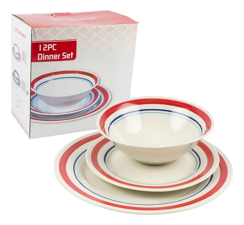 Juego Vajilla Porcelana 12 Piezas Pintada Mano Toscana Color Blanco