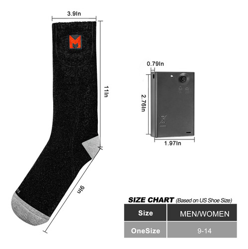 Calcetines Térmicos Eléctricos Hombre Mujer Batería 2023 Negro Diseño De La Tela Talle