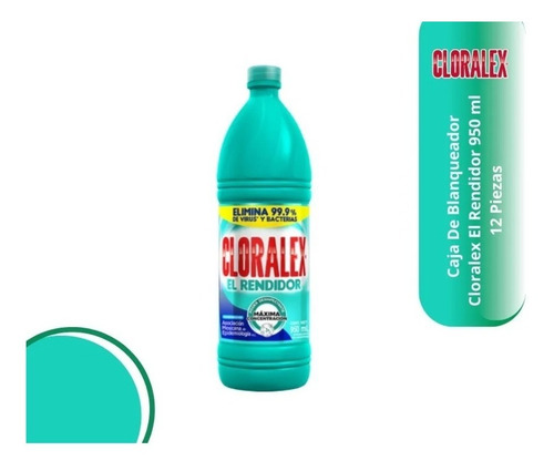 Blanqueador Cloralex El Rendidor 950ml, Caja 36 Piezas