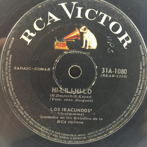 Los Iracundos - Hi Lili Hi Lo - Es La Llu - Simple Vinilo Lp