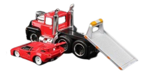 Miniatura Caminhão Mack R685st 1980 E Lamborguini Countach 1 Cor Vermelho