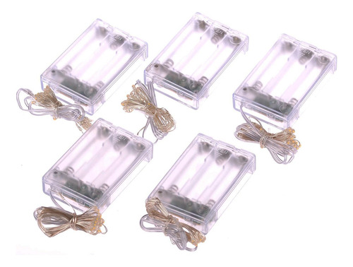 Juego De 5 Tiras De 20 Luces Led A Batería, Color Blanco Cál