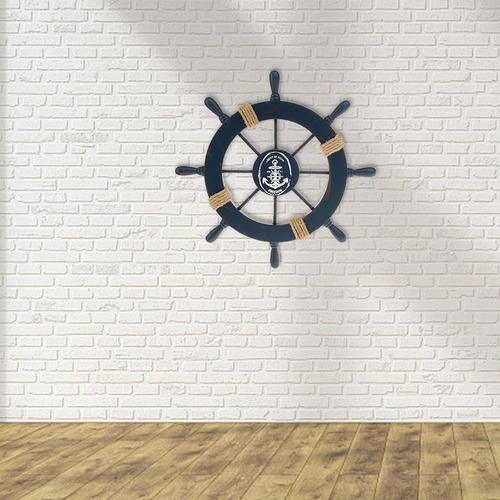 Decoración Colgante De Barco De Madera De Playa Azul Oscuro