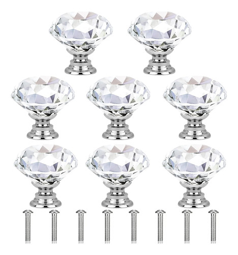 8 Pomos De Cristal Para Puerta De Cristal, Manijas De Cajón 