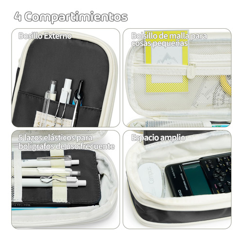 Estuche Para Lápices Gran Capacidad 4 Compartimientos Aesthe