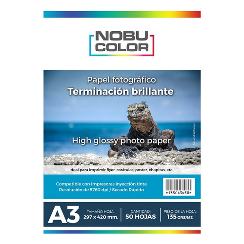 Papel Foto Glossy Brillante Nobucolor A3 135 Gr. 50 Hojas