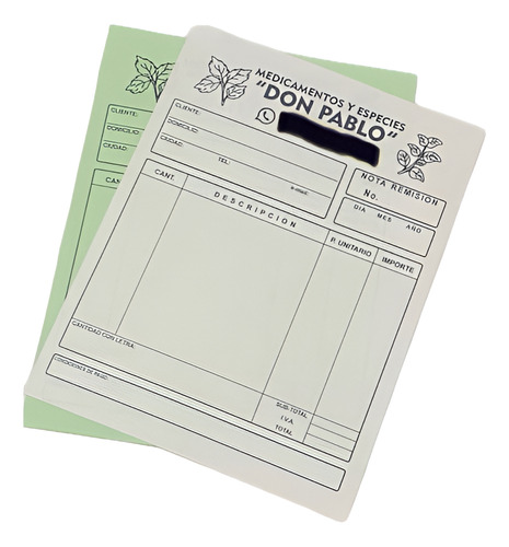 100 Notas Venta, Remisión, Mostrador Tamaño 1/2 Carta.
