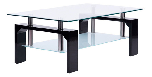 Mesa De Centro De Mdf Y Vidrio 110x60x45cm Color 57083 - Negro