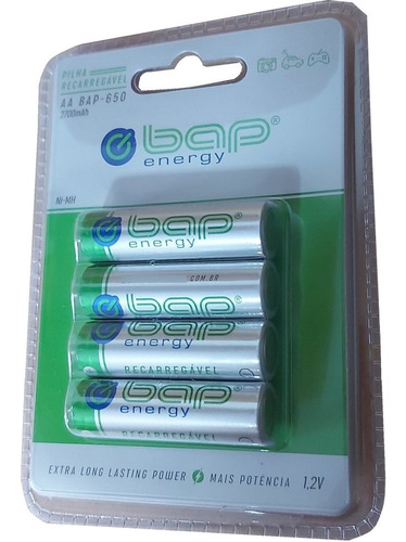 Imagem 4 de 5 de Pilha Recarregável Aa 2700mah Bap Energy Bap650 - 4 Unidades