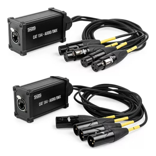 Kit 2 Medusa Sas Cat 1x4 Montada Com Xlr Linha Macho E Femea