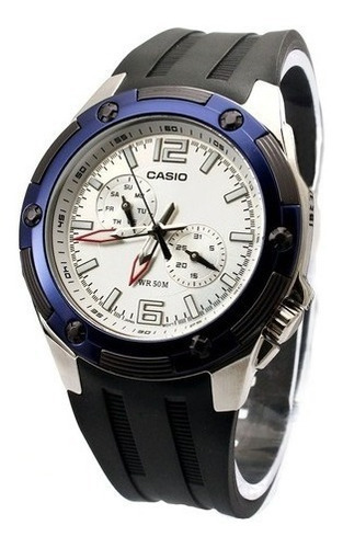 Reloj Casio Sumergible Multifuncion Mtp-1326-7a2vdf Color de la malla Negro Color del fondo Blanco