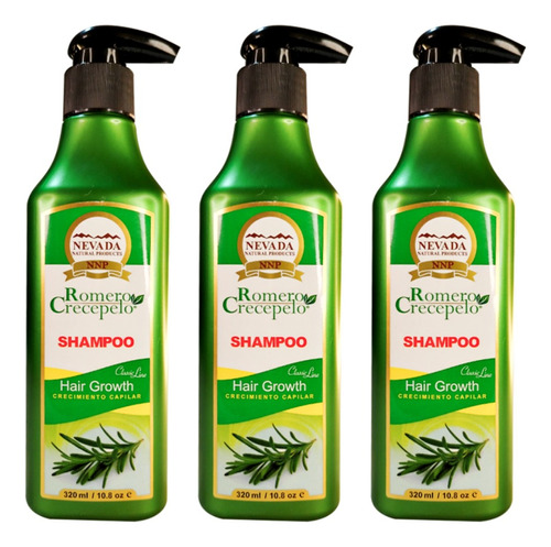 3 Und Shampoo Romero Crecepelo 320ml