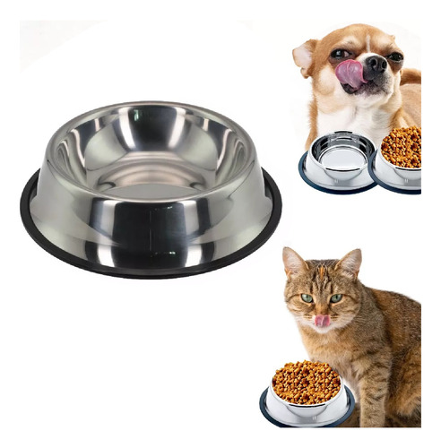 Comedouro Pet Aço Inox Pote Cães Gatos Antiderrapante 240ml