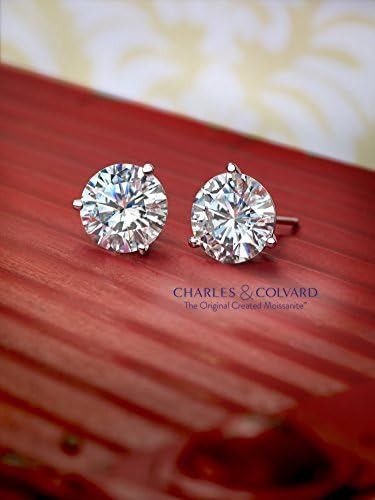 Aretes De Moissanita De Oro Blanco De 14 Quilates De Charles
