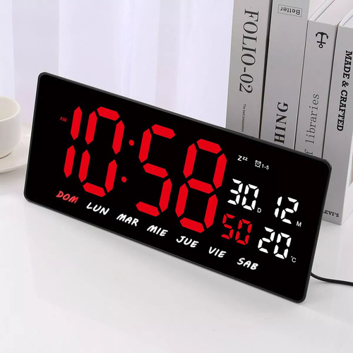 Reloj Digital De Mesa, Pared Con Alarma, Calendario Negro
