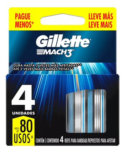 Gillette Mach3 Com 4 Refis Para Barbear