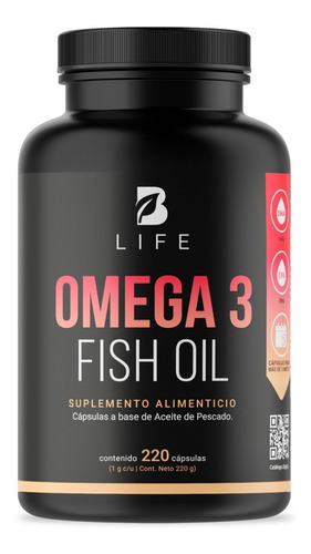 Omega 3 Fish Oil De 220 Caps. 100% Aceite De Pescado B Life.